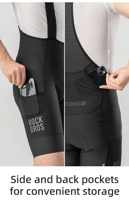 ROCKBROS Cycling Bib Shorts Classic Men Bike Pants Ciclismo Bicycle Shorts Pockets Outdoor Breathable Reflective Tights Shorts