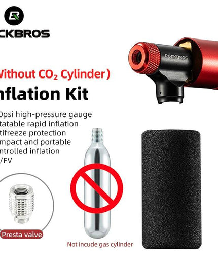 ROCKBROS Bicycle CO2 Cylinder Pump Gas Nozzle Bike Fast Inflator Inflatable Head Aluminum Adapter Riding Emergency Accessories