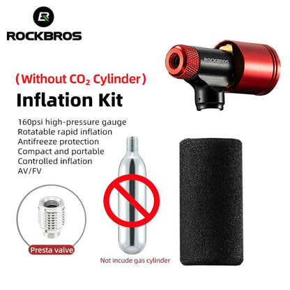 ROCKBROS Bicycle CO2 Cylinder Pump Gas Nozzle Bike Fast Inflator Inflatable Head Aluminum Adapter Riding Emergency Accessories