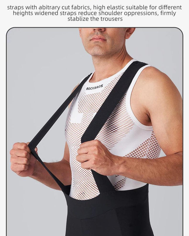 ROCKBROS Men's Cycling Straps Trousers Seamless Women Autumn Warm Breathable Bicycle Clothes Side Pocket Pad Road Bike Bib Pants