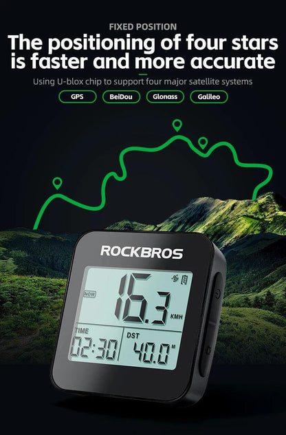 ROCKBROS Bike Computer GPS Speedometer Road Bike MTB Waterproof Automatic Digital Stopwatch Cycling Odometer Cycling Computer