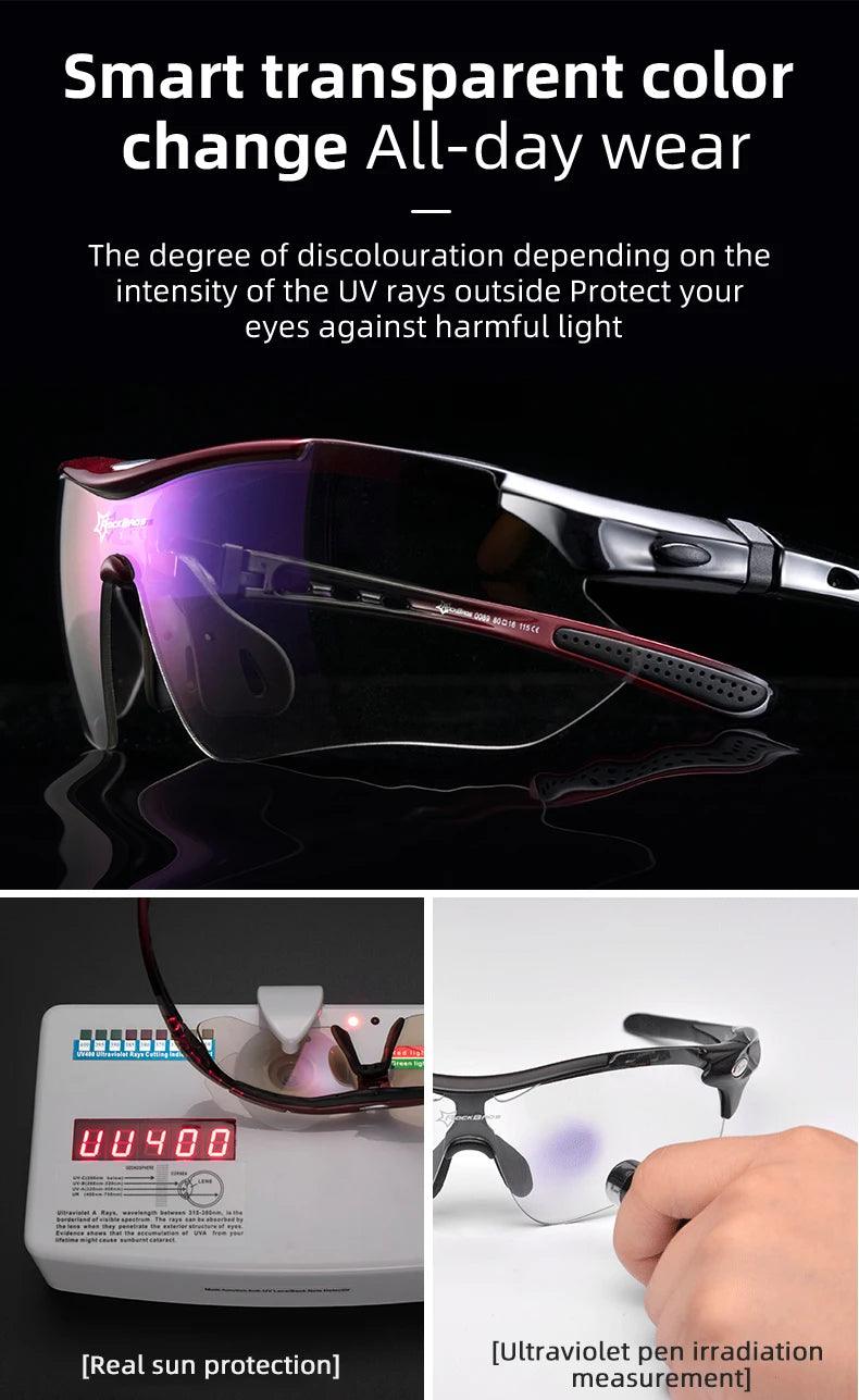 ROCKBROS Bicycle Glasses Polarized Bike Sports Sunglasses Photochromic Men Women UV400 MTB Road Bike Goggles Outdoor Eyewear