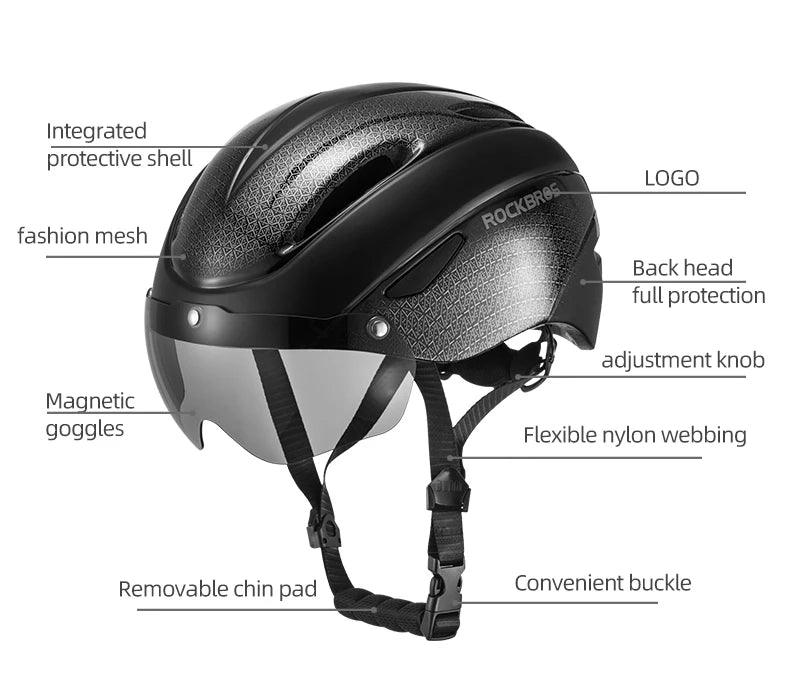 ROCKBROS Bicycle Helmet Cycling LED Light Rechargeable Cycling Helmet Mountain Road Bike Helmet Sport Safe Hat For Man