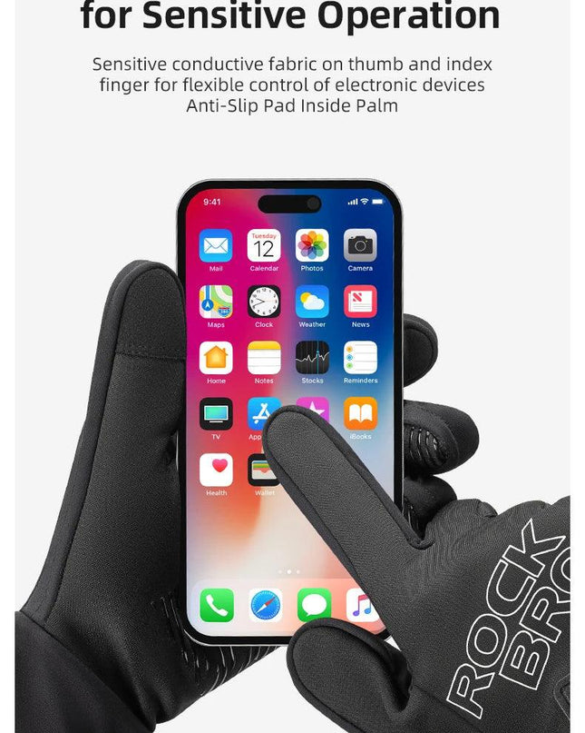 ROCKBROS Heated Gloves USB Rechargeable Touch screen Fingertips Large Heating Area Skiing Gloves Winter Warm Windproof Gloves