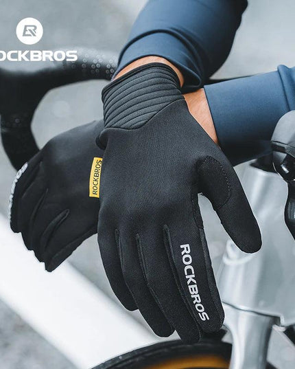 ROCKBROS Cycling Gloves MTB Road Bike Non-slip Gloves Touch Screen Winter Thermal Fleece Warmer Windproof Gloves Full Finger
