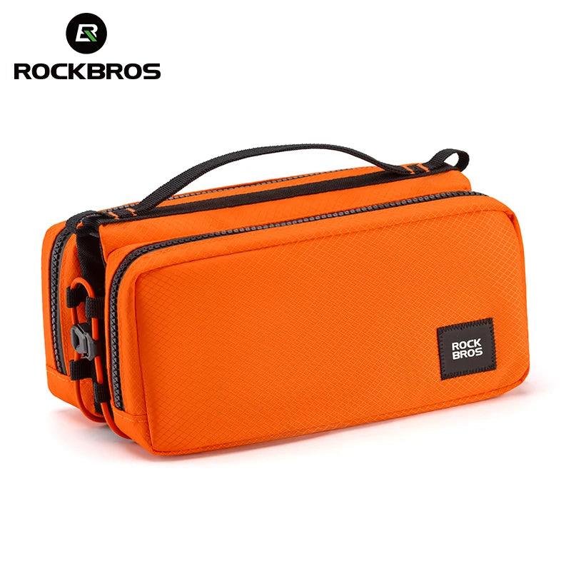 ROCKBROS Bicycle Top Tube Bag 2L Capacity Scratch-Resistant Road Mountain Bike Frame Bag Cycling Tools Bag Stable Elastic Band