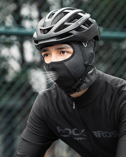 ROCKBROS Warm Windproof Cycling Headgear Breathable Face Mask Outdoor Electric Bicycle Balaclava Bike Skiing Fleece Head Hat