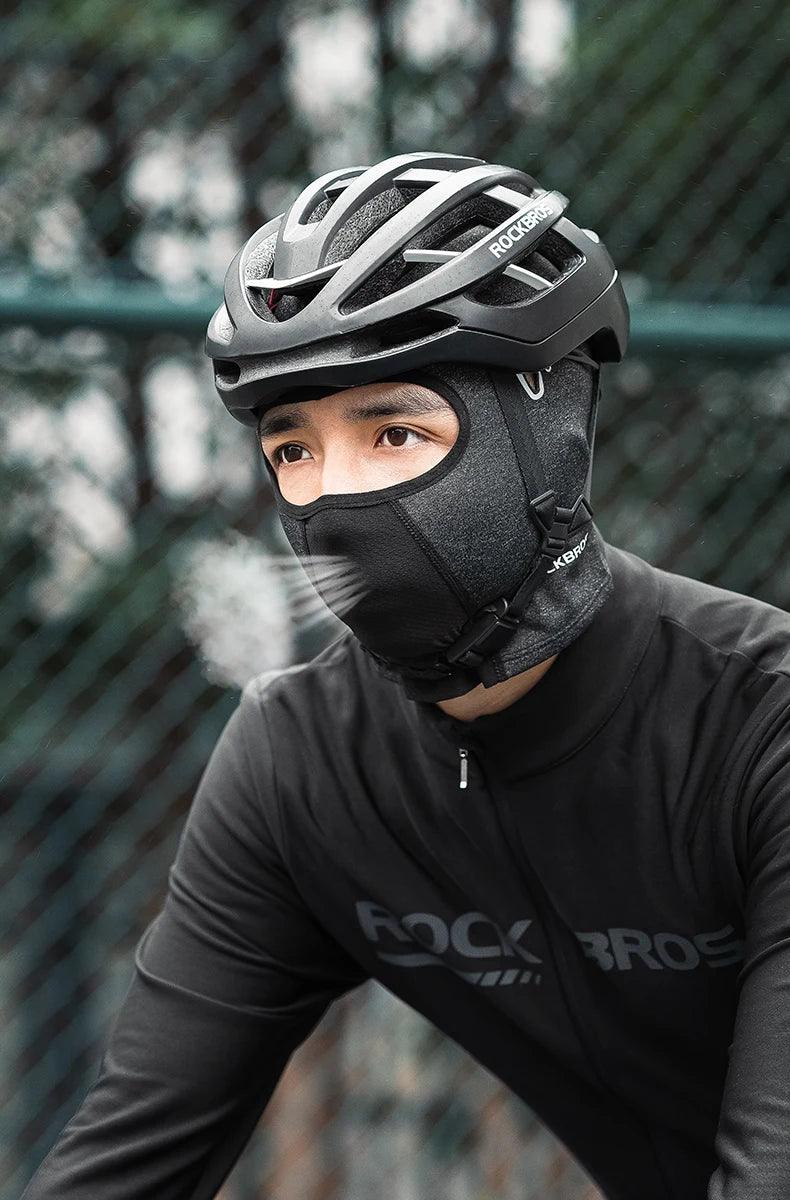 ROCKBROS Warm Windproof Cycling Headgear Breathable Face Mask Outdoor Electric Bicycle Balaclava Bike Skiing Fleece Head Hat