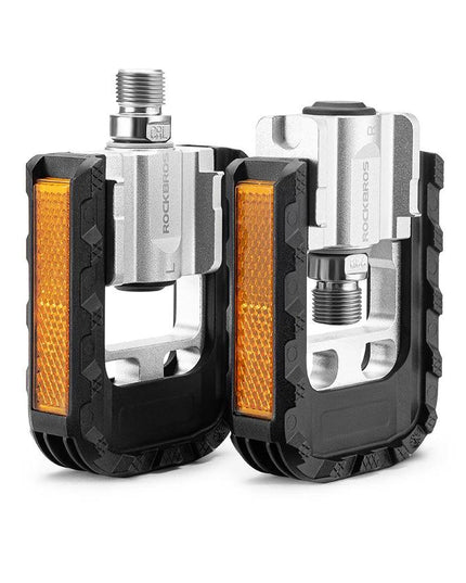 ROCKBROS Bicycle Pedals Foldable MTB Pedal Aluminum Anti-slip Foldable Pedals Cycling Self-lubricating Bearings Reflective Pedal
