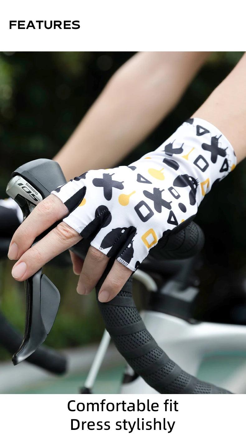 ROCKBROS Cycling Gloves Half Finger Summer Men Women Gloves Breathable Anti Slip MTB Road Bike Gloves Fitness Shock-absorbing