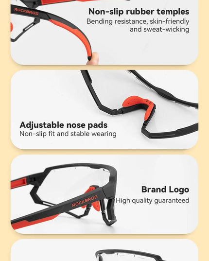 ROCKBROS Polarized Cycling Glasses Photochromic Glasses Men Sports Polarized Sunglasses Bicycle Riding Goggles Eyewear 2 Lens