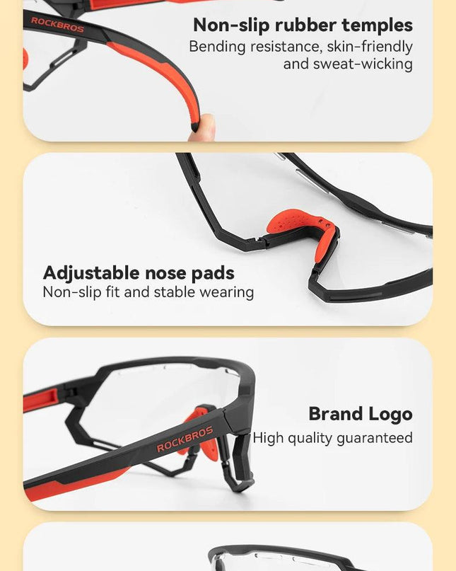 ROCKBROS Polarized Cycling Glasses Photochromic Glasses Men Sports Polarized Sunglasses Bicycle Riding Goggles Eyewear 2 Lens