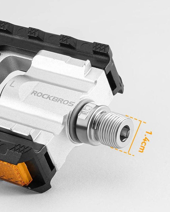 ROCKBROS Bicycle Pedals Foldable MTB Pedal Aluminum Anti-slip Foldable Pedals Cycling Self-lubricating Bearings Reflective Pedal