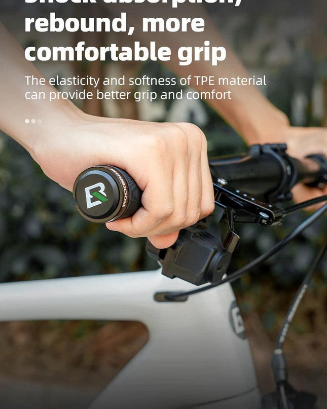 ROCKBROS Bicycle HandleBar Grips Rubber Soft MTB Mountain Bike Grips Dustproof Handlebar Protect Cover Aluminum Alloy Lock Ring