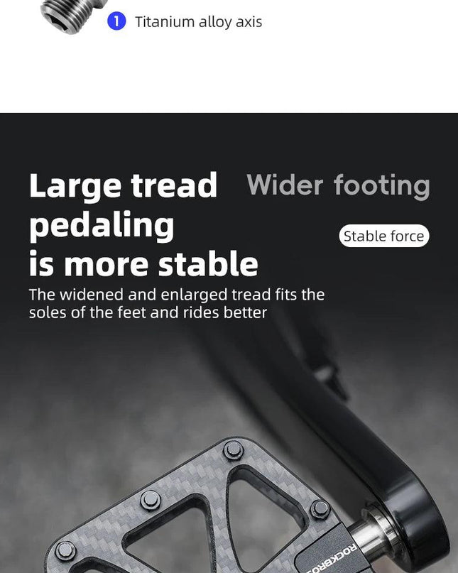ROCKBROS Ultra-Light Carbon Fiber Pedals 3-Bearing MTB Bicycle Pedals Labor Saving Waterproof Anti-Slip Road Mountain Bike Pedal