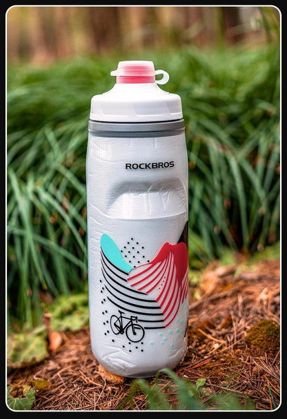 ROCKBROS Cycling Water Bottle Cold Water Insulated Thermal Silicone Bottle Fitness Outdoor Bicycle Portable 620ml Water Kettle