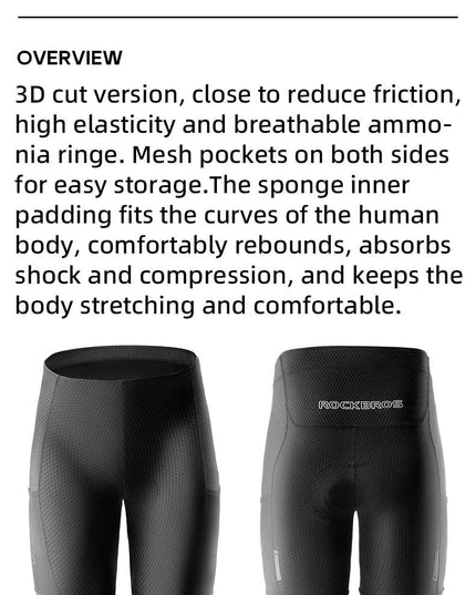 ROCKBROS Cycling Shorts Breathable Bicycle Clothing Sports Racing Tights Reflective With Pockets Quick Dry Bike Half Pants