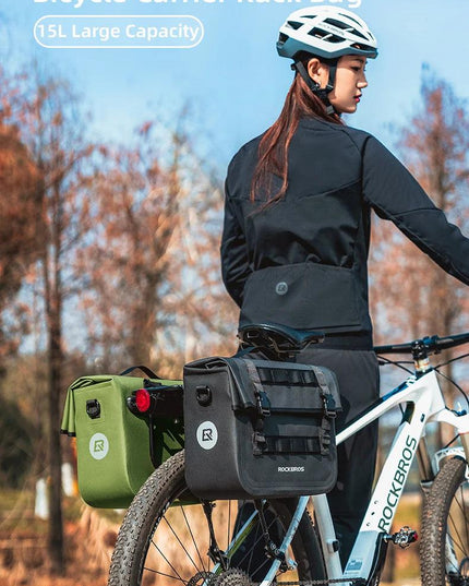 ROCKBROS 15L Multifunctional Saddle Bag Waterproof Cycling MTB Bike Rack Bag Travel Bag 3D support Big Capacity Bicycle Rear Bag