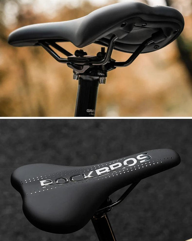 ROCKBROS Bicycle Saddle Comfortable Cycling Cushion Shock Absorption Wear-Resistant Bike Saddle PU Leather Breathable Cushion