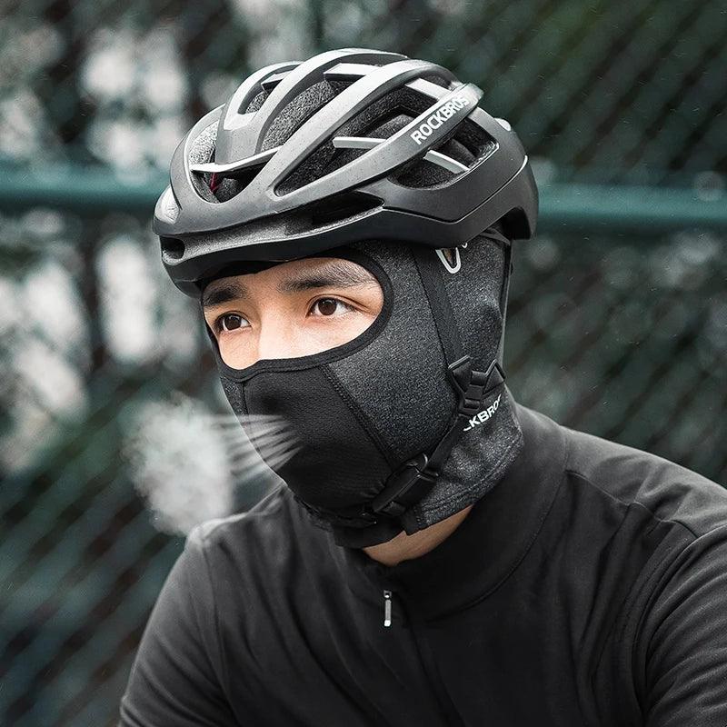 ROCKBROS Warm Windproof Cycling Headgear Breathable Face Mask Outdoor Electric Bicycle Balaclava Bike Skiing Fleece Head Hat