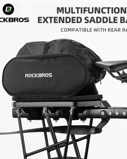 ROCKBROS Multifunctional Rear Seat Bag Universal Saddle Bag Back Rack 5L Capacity Seat Bag Expandable Cycling Luggage Trunk Bags