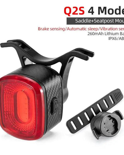 ROCKBROS Smart Bicycle Brake Light IPx6 Taillight Type-C Bike Tail Rear Light Auto Stop LED Riding Warning Safety Cycling Light