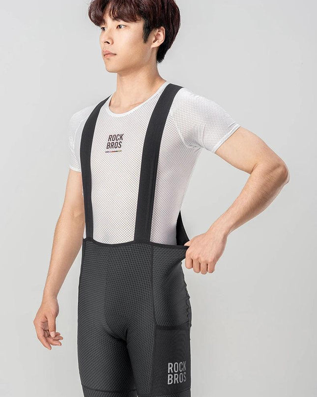 ROCKBROS Cycling Bib Shorts Classic Men Bike Pants Ciclismo Bicycle Shorts Pockets Outdoor Breathable Reflective Tights Shorts