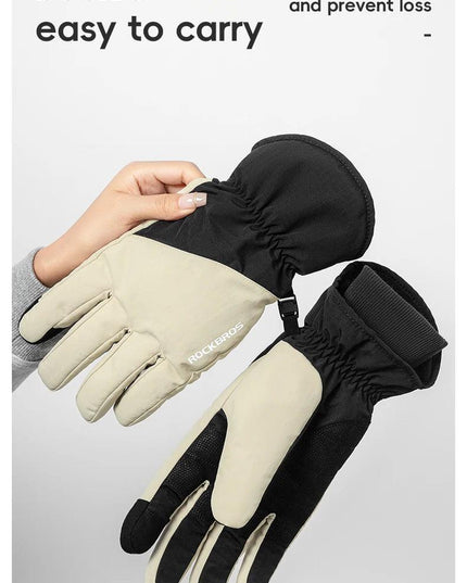 ROCKBROS Winter Ski Gloves Waterproof Snow Keep Warm Windproof Gloves Snowboard Gloves Touch Screen Fleece Motor Riding Gloves