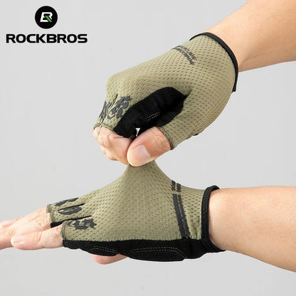 ROCKBROS Half Finger Gloves SBR Palm Pads Breathable Anti-shock Cycling Gloves High Elasticity Fitness Bicycle Fingerless Gloves