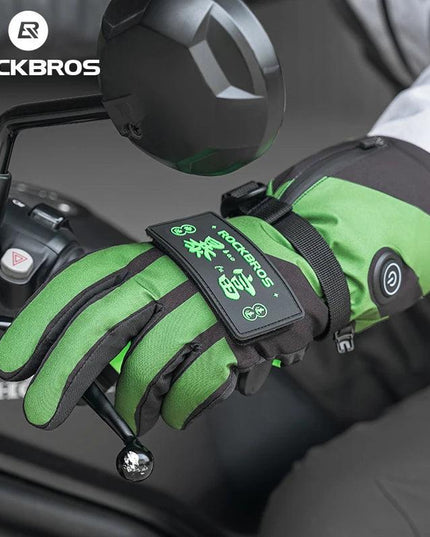 ROCKBROS Heat Skiing Gloves Electric Heated Gloves Winter Thermal Gloves Snowboard Cycling Motorcycle Bicycle Ski Outdoor Glove