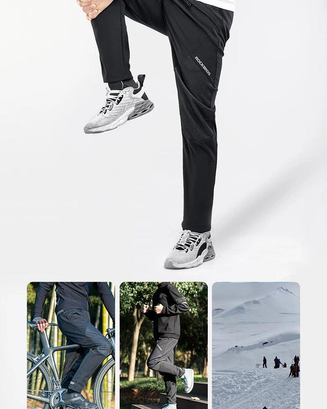 ROCKBROS Bike Pants Winter Bicycle Long Pants Thermal Fleece Reflective Cycling Pants Warm Windproof Men Sport Trousers EUR Size