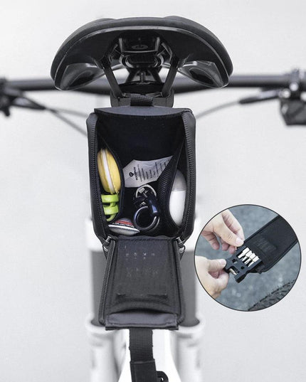 ROCKBROS Cycling Tail Bag Detachable Seat Pack Bag Large Capacity Waterproof Portable Riding Adjustable Bike Bag 0.8L-1.3L
