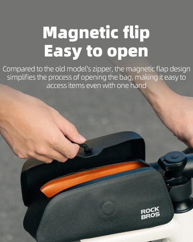 ROCKBROS Bicycle Tube Bag Magnetic Bike Front Bag Waterproof Portable Front Frame Pack Cycling Storage For MTB Road Bike