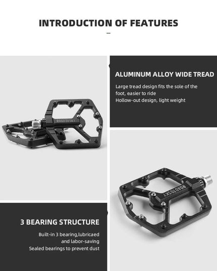 ROCKBROS ROAD TO SKY Cycling Pedals CNC Aluminum Alloy 3 Bearings Structure MTB Bike Pedals High Quality Bike Pedals Accessories