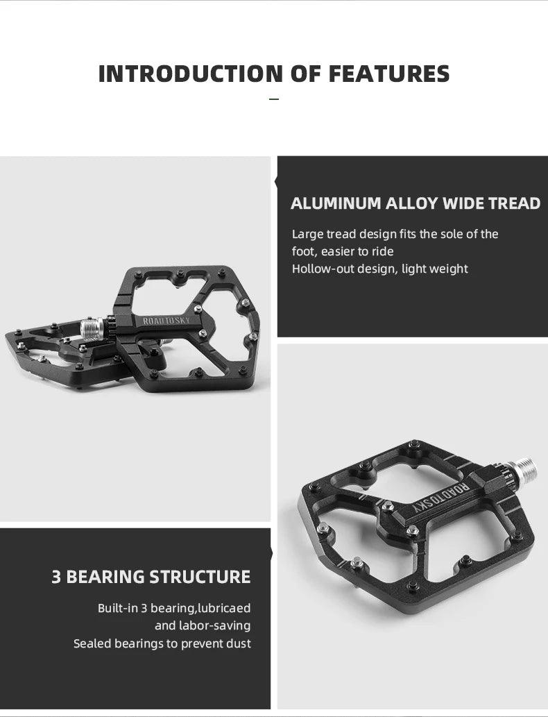 ROCKBROS ROAD TO SKY Cycling Pedals CNC Aluminum Alloy 3 Bearings Structure MTB Bike Pedals High Quality Bike Pedals Accessories