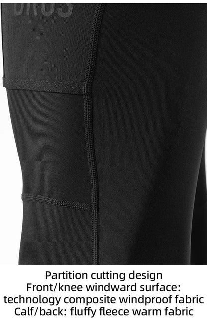 ROCKBROS Cycling Trousers With Italian Trouser Pad Long Tights Reflective Leggings Winter Fleece Thermal Anti Slip Pants 0-10°