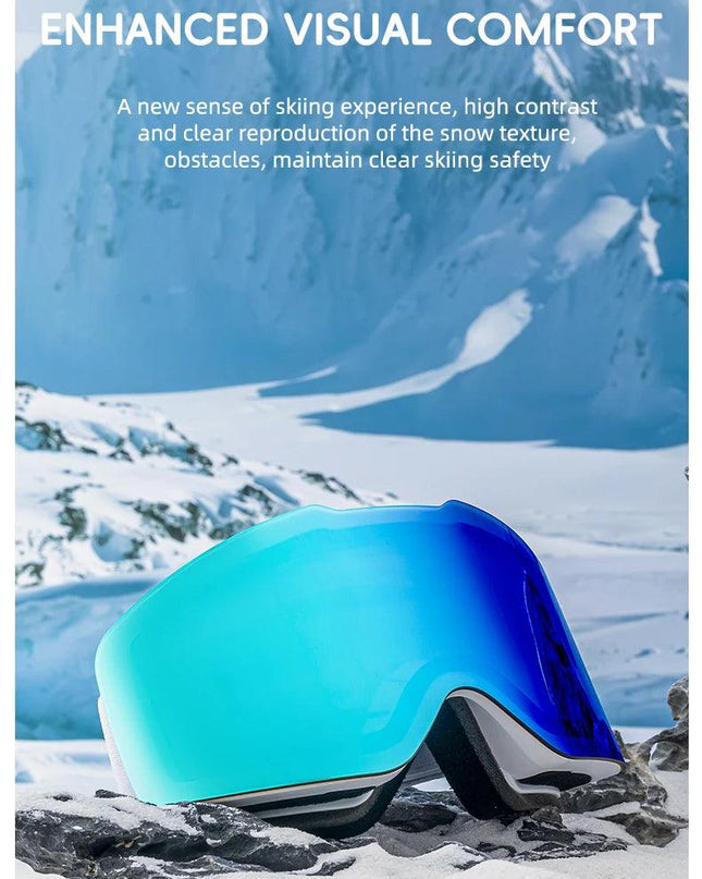 Qunature Ski Goggles Large Frame Snowboard Snow Goggles Double Layers UV400 Anti-fog Ski Glasses Skiing Outdoor Sport Eyewear