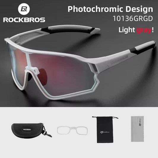 ROCKBROS Photochromic Cycling Glasses UV400 Sunglasses Outdoor Sport Bicycle Eyewear MTB Racing Lightweight Flexible Goggles