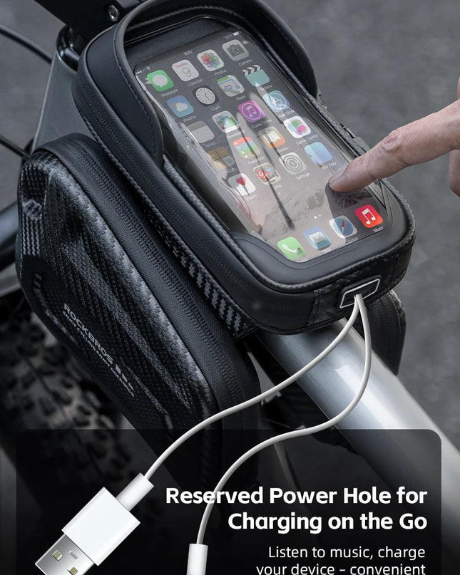 ROCKBROS Bicycle Bag Shockproof Touchscreen Top Tube Bags EVA Hard Shell Front Frame Phone Case Bike Bag Cycling Accessories