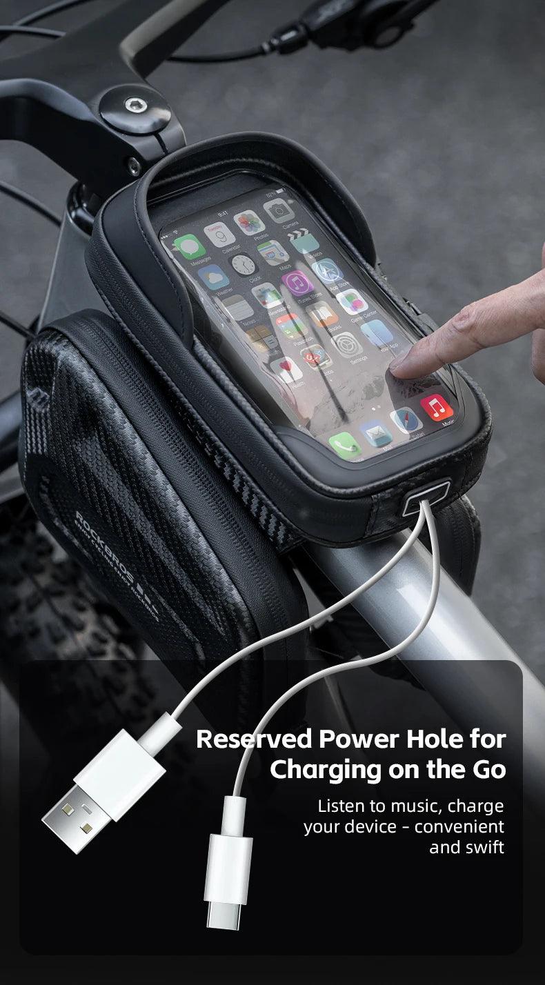 ROCKBROS Bicycle Bag Shockproof Touchscreen Top Tube Bags EVA Hard Shell Front Frame Phone Case Bike Bag Cycling Accessories