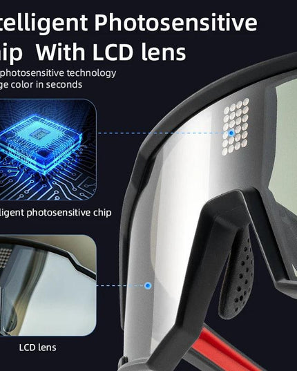ROCKBROS Sunglasses Polarized Cycling Glasses Electronic Color Change Glasses UV400 Safety Bike Bicycle Eyewear Sports Goggles