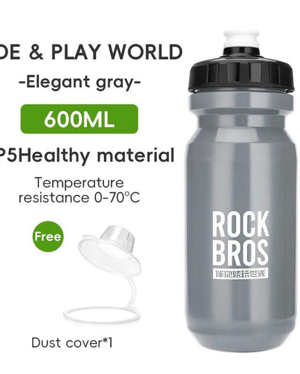 ROCKBROS Bicycle Water Bottle With Dust Cover 600ml PP5 MTB Road Bike Leak-proof Bottle Outdoor Travel Portable Sports Cup