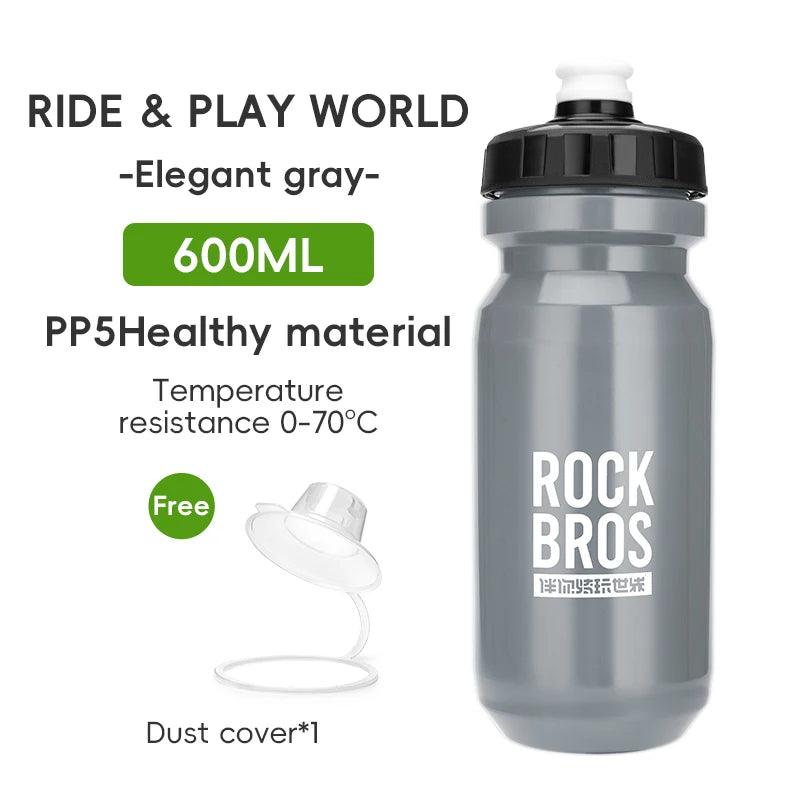 ROCKBROS Bicycle Water Bottle With Dust Cover 600ml PP5 MTB Road Bike Leak-proof Bottle Outdoor Travel Portable Sports Cup