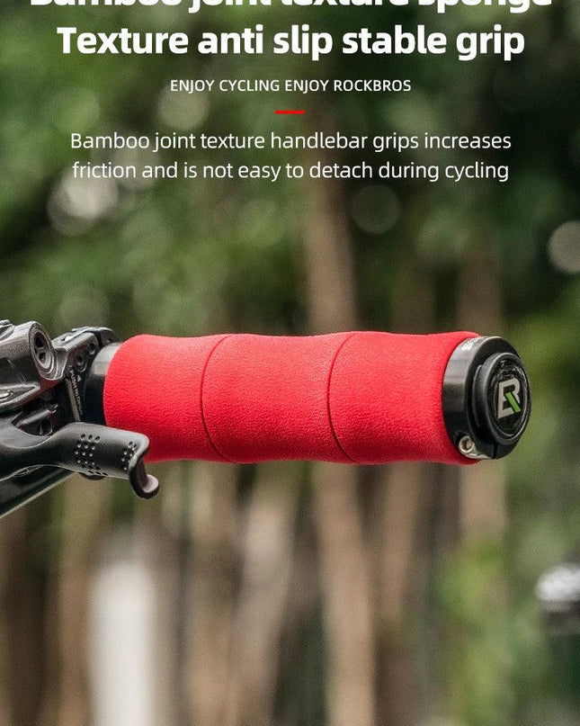 ROCKBROS Bamboo Joint Handlebar Grips EVA MTB Bike With Dust Plug Soft Ultralight Bicycle Handle Alloy Cycling Accessories