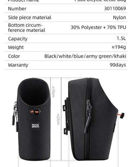 ROCKBROS Folding Bicycle Water Bottle Bags Fashion Front Frame Kettle Bags for Brompton Bike Electric Scooter Tools Package