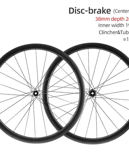 ROCKBROS Carbon Wheels 700c Road Bike Wheelset Tubeless Clincher Tires Rim Center Lock Or 6-bolt Back Road Cycling Wheelset