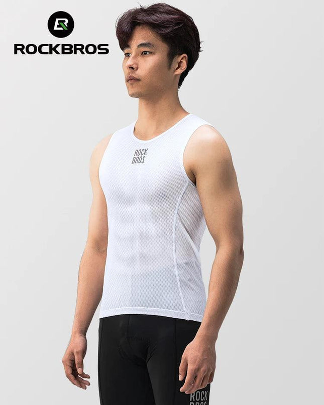 ROCKBROS Bike Vest Breathable  Men's Sleeveless Short Summer Undershirt Windbreaker Tshirt Quick Dry Elastic Mesh Underwear