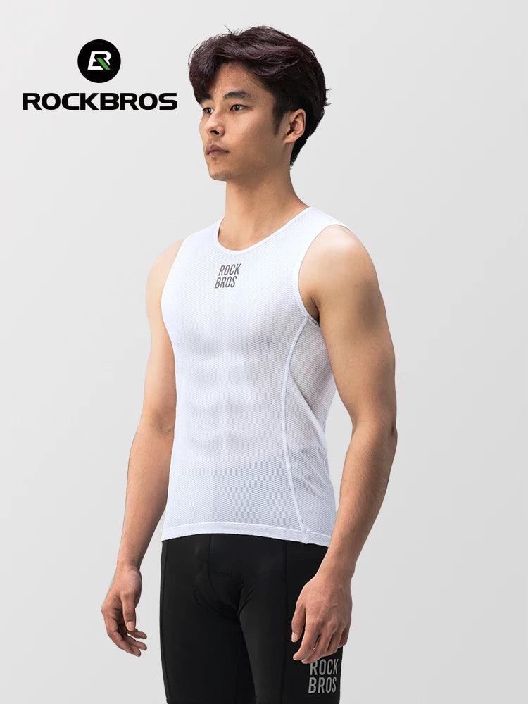 ROCKBROS Bike Vest Breathable  Men's Sleeveless Short Summer Undershirt Windbreaker Tshirt Quick Dry Elastic Mesh Underwear