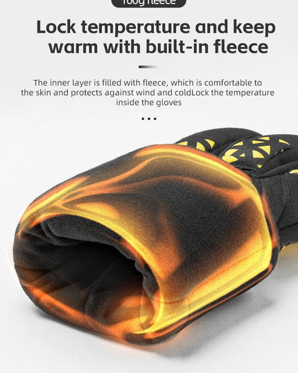 ROCKBROS Bicycle Gloves Winter Warm Motorcycle Full Finger Cycling Gloves Screen Touch Ski Sports Gloves Hiking Thermal Mitten
