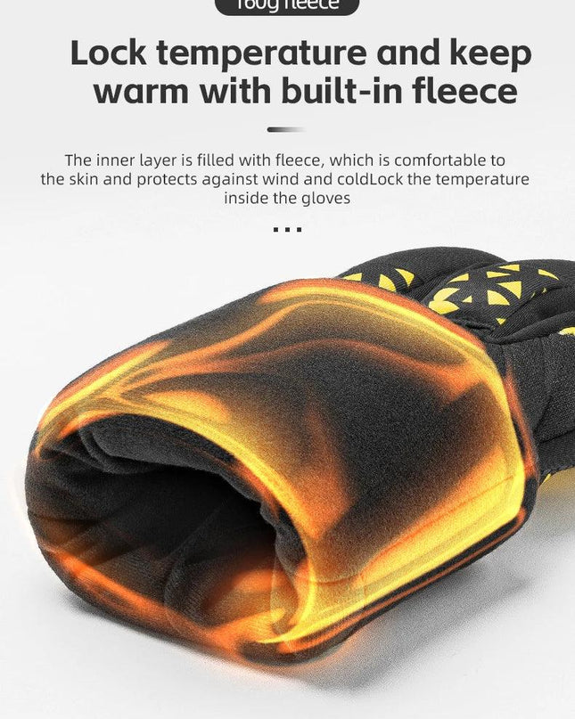 ROCKBROS Bicycle Gloves Winter Warm Motorcycle Full Finger Cycling Gloves Screen Touch Ski Sports Gloves Hiking Thermal Mitten